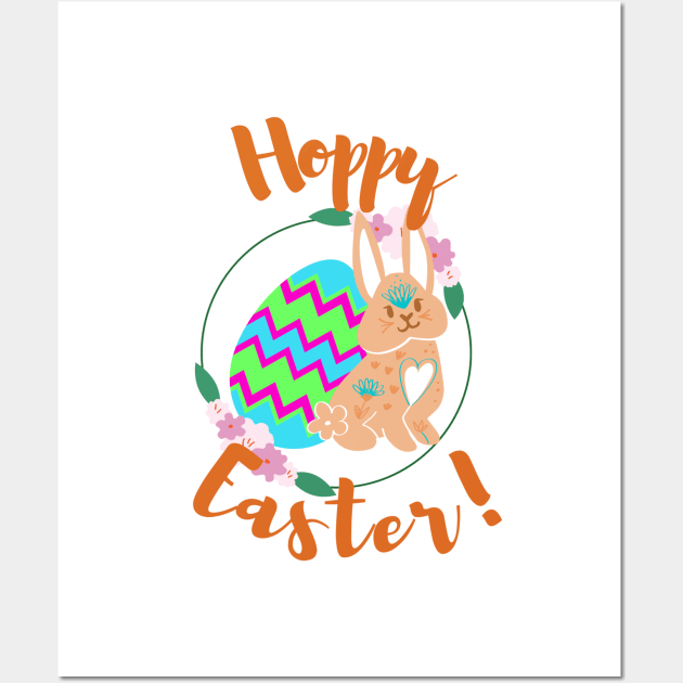 Hoppy Easter Easter Eggs and Funny Funny Wall Art by AdrianaHolmesArt